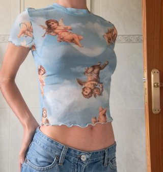 Camiseta Malla Transparente Ángeles Cupidos