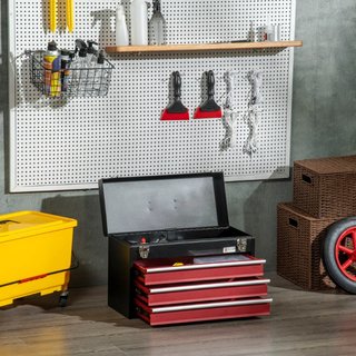 Caja de herramientas de acero con 4 cajones y band