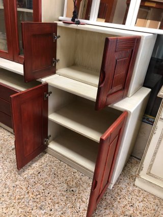 Conjunto de Muebles de Madera Blanco y Rojo