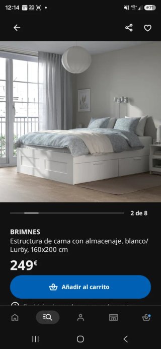 Cama IKEA BRIMNES 160x200 con 4 cajones