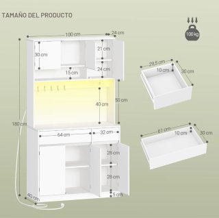 Aparador de Cocina Blanco con Iluminación LED
