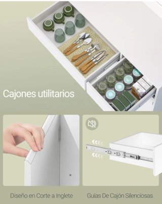 Aparador de Cocina Blanco con Iluminación LED