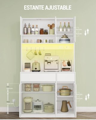 Aparador de Cocina Blanco con Iluminación LED