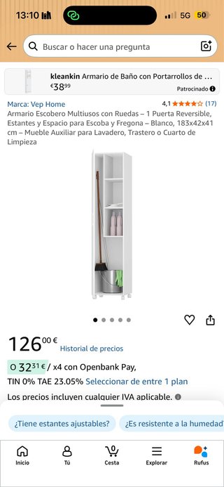Armario Escobero Blanco