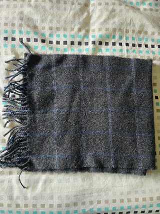 Bufanda Lana Virgen Gris Cuadros Woolmark