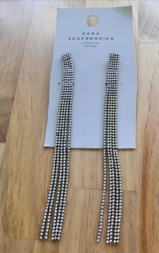 Pendientes Largos con Cristales Zara
