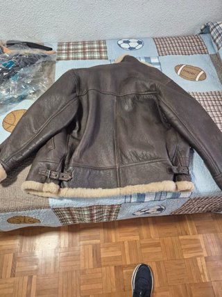 Chaqueta Aviador Piel Borrego Talla 54-XL Marrón