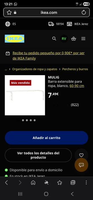 Barra extensible IKEA MULIG 60-90 cm