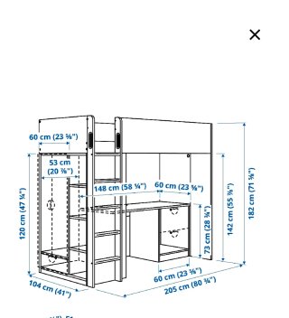 Cama Alta con Escritorio IKEA SMÅSTAD
