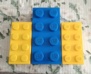 Caja Almacenaje Lego Azul y Amarillo
