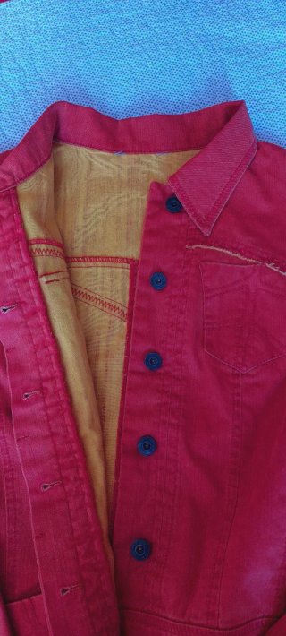 Chaqueta Tejana Roja Mango