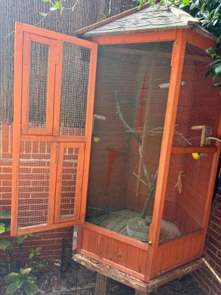 Jaula voladera para pájaros de madera
