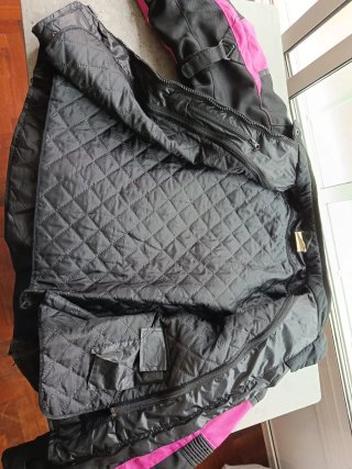 Cazadora de Moto para Mujer Negra y Rosa