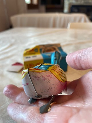 Juguete Antiguo de Hojalata Pato a Cuerda.