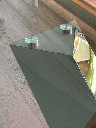 Mesa de comedor contemporánea en cristal y espejo