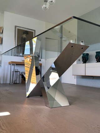 Mesa de comedor contemporánea en cristal y espejo