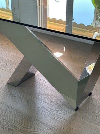 Mesa de comedor contemporánea en cristal y espejo