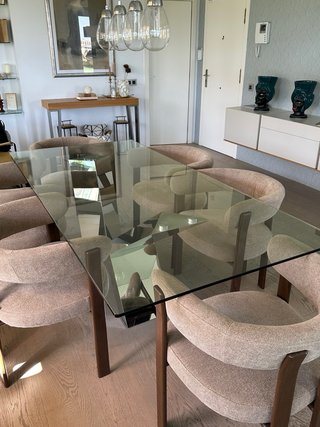 Mesa de comedor contemporánea en cristal y espejo