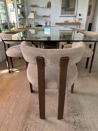 Mesa de comedor contemporánea en cristal y espejo