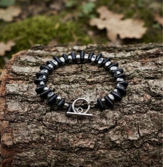 Bracciale Agata Nera & Ematite Fatto a Mano
