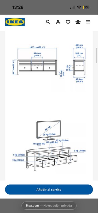 Mesa de TV Ikea Hemnes