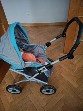 Carro de juguete para bebé gris y azul