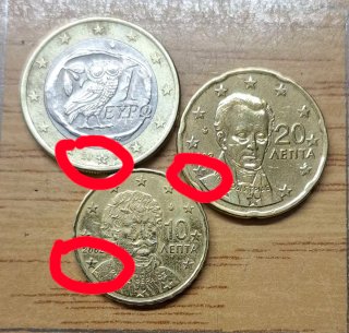 Lote de 3 Monedas de Euro Griegas