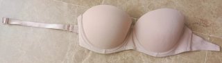 Sujetador push up con aro sin tirantes beige