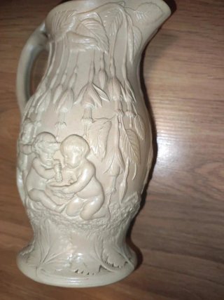 Jarra Antigua de Jaspe Esmaltado Inglés