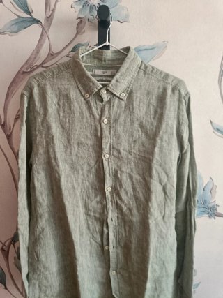 Camisa Lino Mango Hombre Manga Larga Talla S
