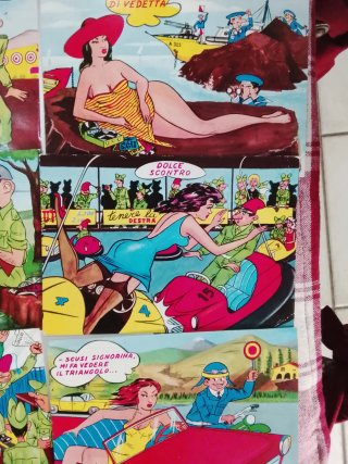 Set di 8 cartoline militari umoristiche d'epoca