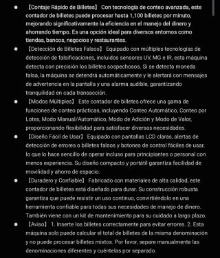 Contador de Billetes FOHERE con Detección