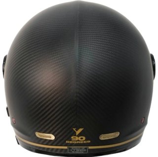 Casco de moto negro con detalles dorados talla XL
