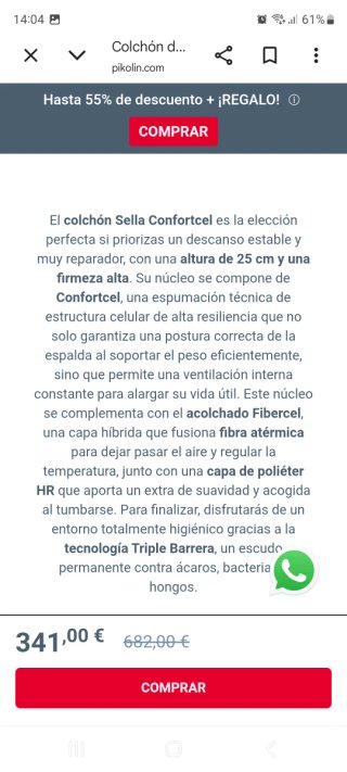 Colchon 80x190