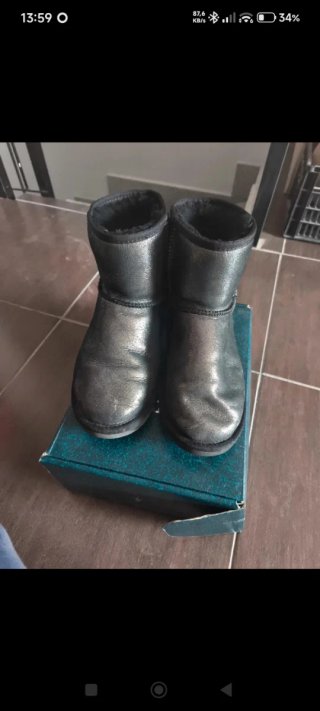 Botines Emu Mini Negro/Plata