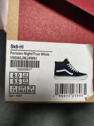 Vans Sk8-Hi Blu Taglia 40.5 Nuove