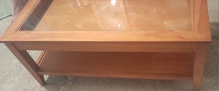 Mesa centro elevable madera y cristal