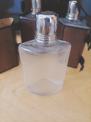 Set 3 fiaschette liquori vintage pelle anni 70