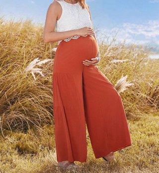 Conjunto premamá naranja y blanco