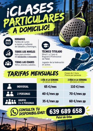 ¡CLASES DE PADEL A DOMICILIO!