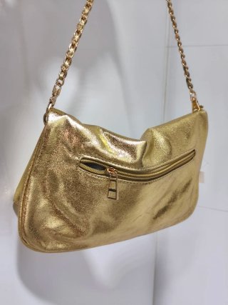 Bolso de fiesta dorado con cadena