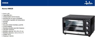 HORNO ELECTRICO SOBREMESA JATA 28L 1500W.