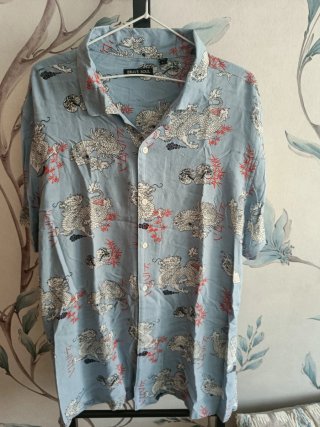Camisa Verano Estampada Dragones Hombre