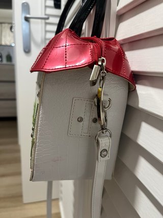 Bolso Casita Blanco Rojo 29x33