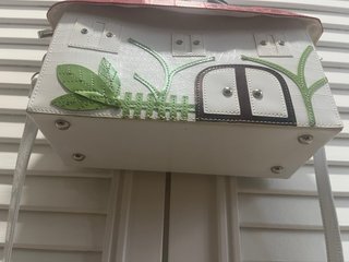 Bolso Casita Blanco Rojo 29x33