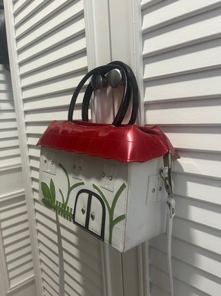 Bolso Casita Blanco Rojo 29x33