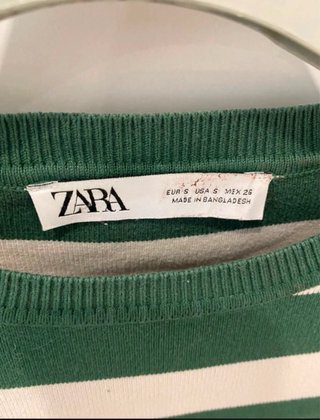 Camisola Zara às riscas verde e branca