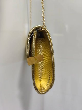 Bolso de mano dorado clutch fiesta bolso da será