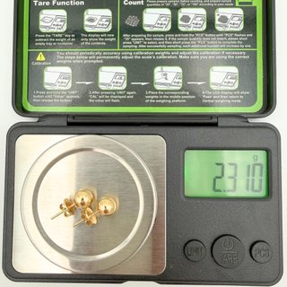 Pendientes Bola Oro 18K; 3,21g.