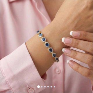 Pulsera Plata Chapada Oro 18k Zafiros